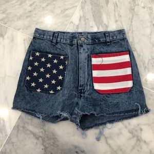 Vintage American flag jean shorts